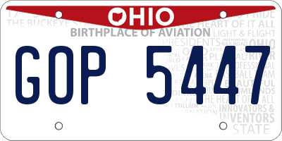 OH license plate GOP5447