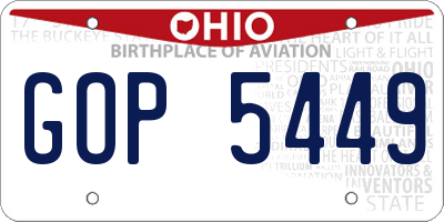 OH license plate GOP5449