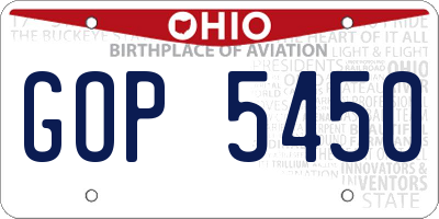 OH license plate GOP5450