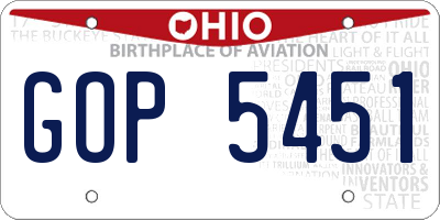 OH license plate GOP5451