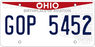 OH license plate GOP5452