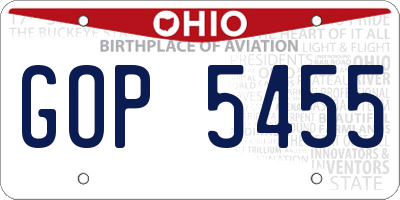 OH license plate GOP5455