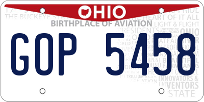 OH license plate GOP5458
