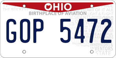 OH license plate GOP5472