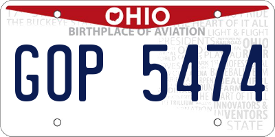 OH license plate GOP5474