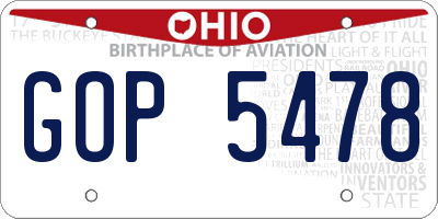 OH license plate GOP5478