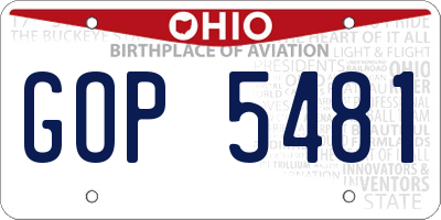 OH license plate GOP5481
