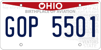OH license plate GOP5501