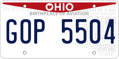 OH license plate GOP5504