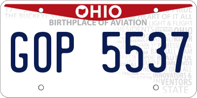 OH license plate GOP5537