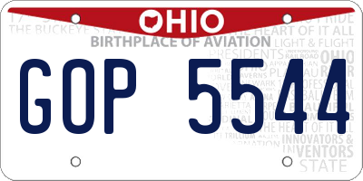 OH license plate GOP5544