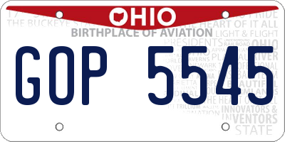 OH license plate GOP5545