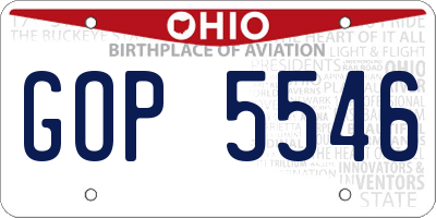 OH license plate GOP5546