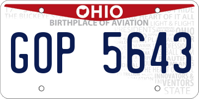 OH license plate GOP5643