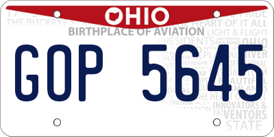 OH license plate GOP5645