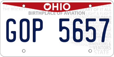OH license plate GOP5657