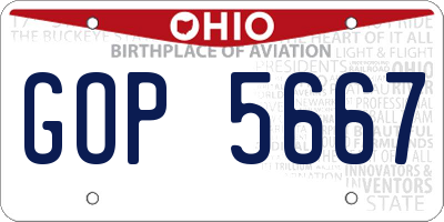 OH license plate GOP5667