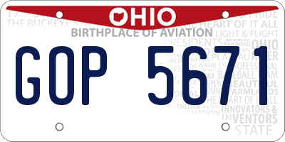 OH license plate GOP5671