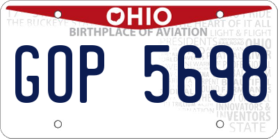 OH license plate GOP5698