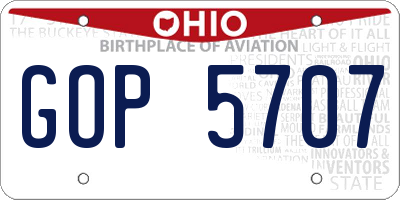 OH license plate GOP5707
