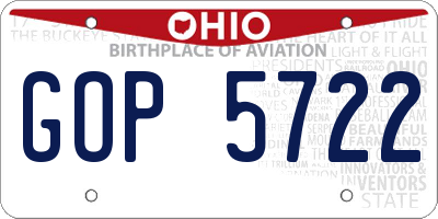 OH license plate GOP5722