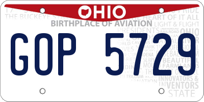 OH license plate GOP5729