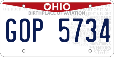 OH license plate GOP5734