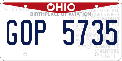 OH license plate GOP5735