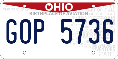 OH license plate GOP5736