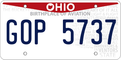 OH license plate GOP5737