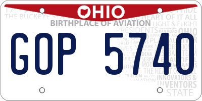 OH license plate GOP5740