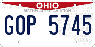 OH license plate GOP5745