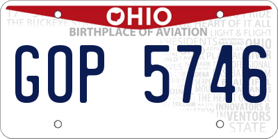 OH license plate GOP5746