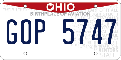 OH license plate GOP5747