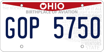 OH license plate GOP5750