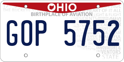 OH license plate GOP5752