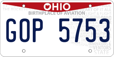 OH license plate GOP5753