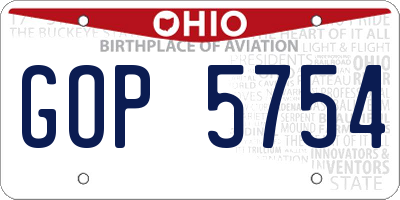 OH license plate GOP5754