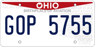 OH license plate GOP5755