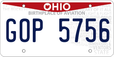 OH license plate GOP5756