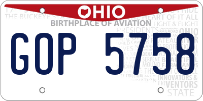 OH license plate GOP5758