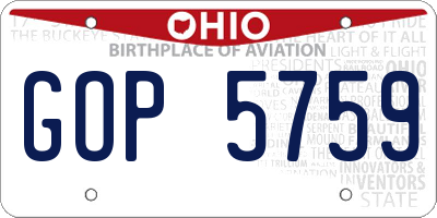 OH license plate GOP5759