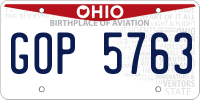 OH license plate GOP5763