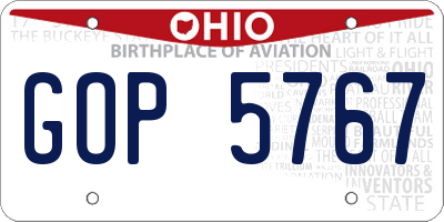 OH license plate GOP5767