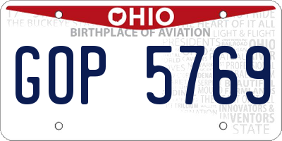 OH license plate GOP5769