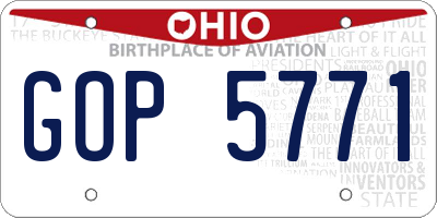 OH license plate GOP5771