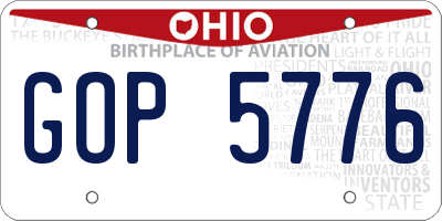 OH license plate GOP5776