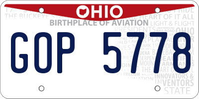 OH license plate GOP5778