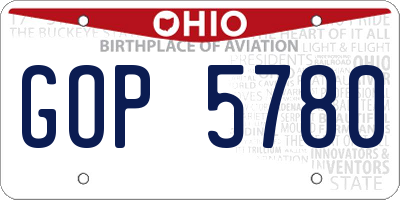 OH license plate GOP5780