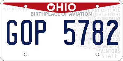 OH license plate GOP5782